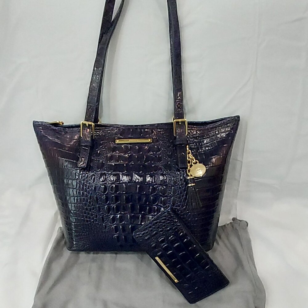 SET –  Brahmin Medium Asher Melbourne INK Color Tote and Ady Wallet